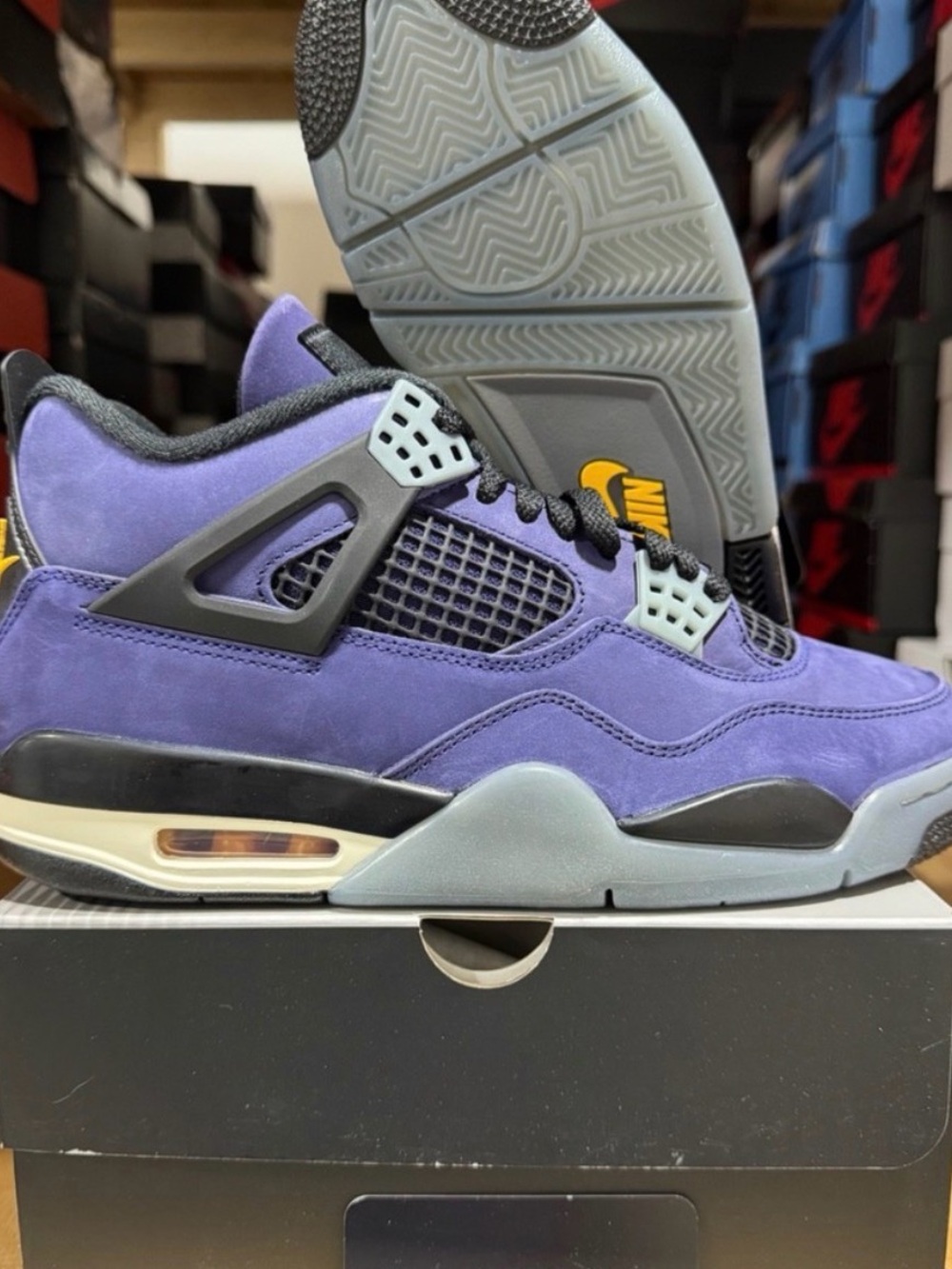 Jordan Men’s Purple Suede Retro 4 with Black and Gray Accents